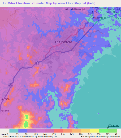 La Mitra,Panama Elevation Map