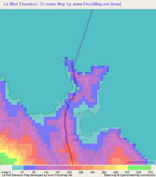 La Miel,Panama Elevation Map