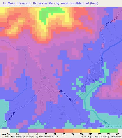 La Mesa,Panama Elevation Map