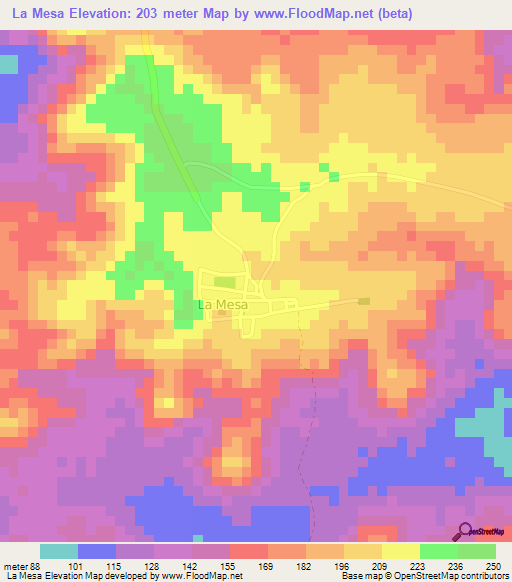 La Mesa,Panama Elevation Map