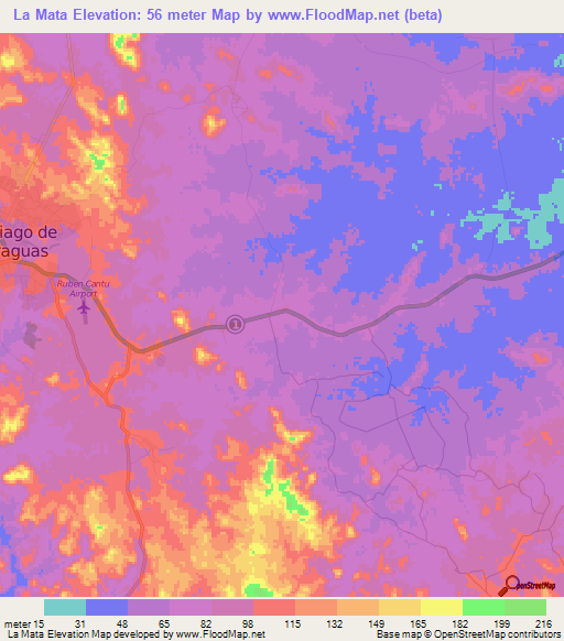 La Mata,Panama Elevation Map