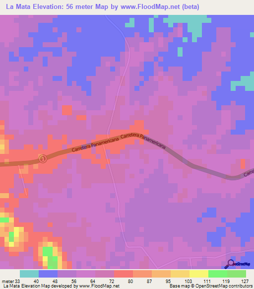 La Mata,Panama Elevation Map