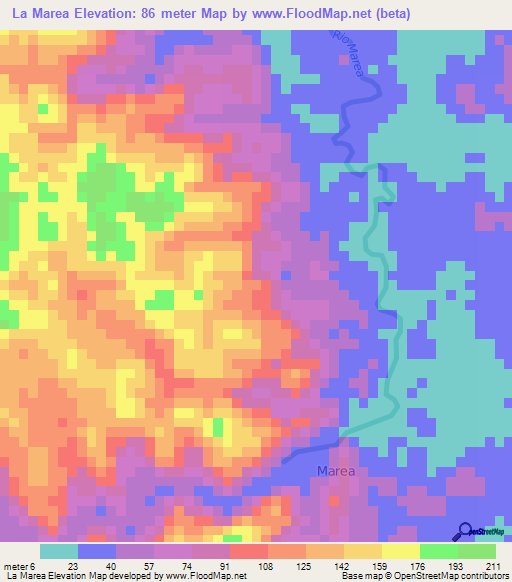 La Marea,Panama Elevation Map