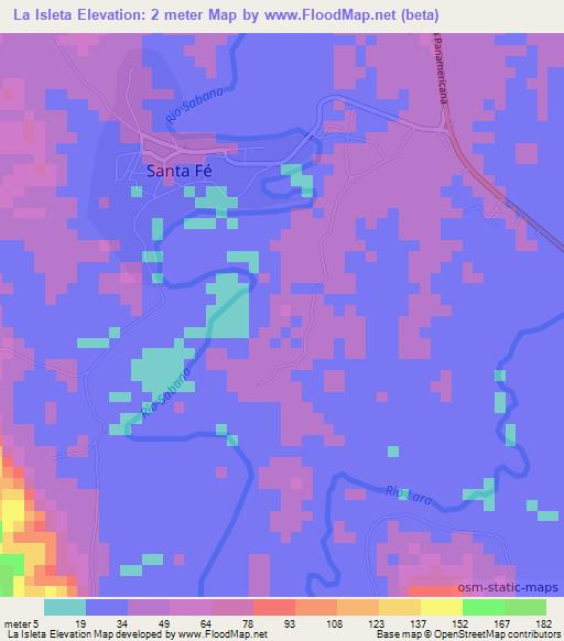 La Isleta,Panama Elevation Map