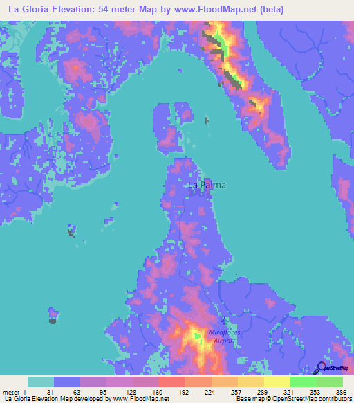 La Gloria,Panama Elevation Map