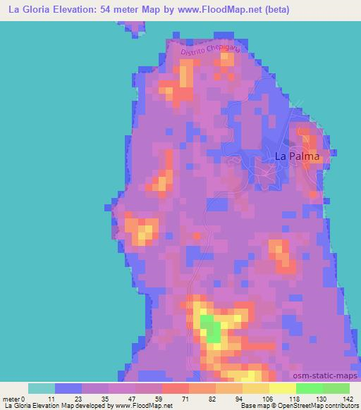 La Gloria,Panama Elevation Map