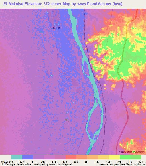 El Makniya,Sudan Elevation Map