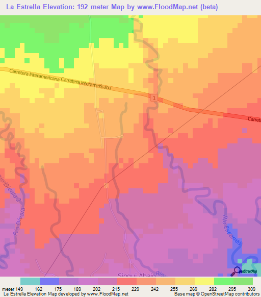 La Estrella,Panama Elevation Map