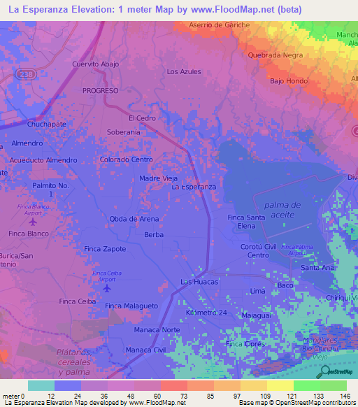La Esperanza,Panama Elevation Map