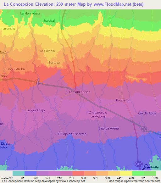 La Concepcion,Panama Elevation Map