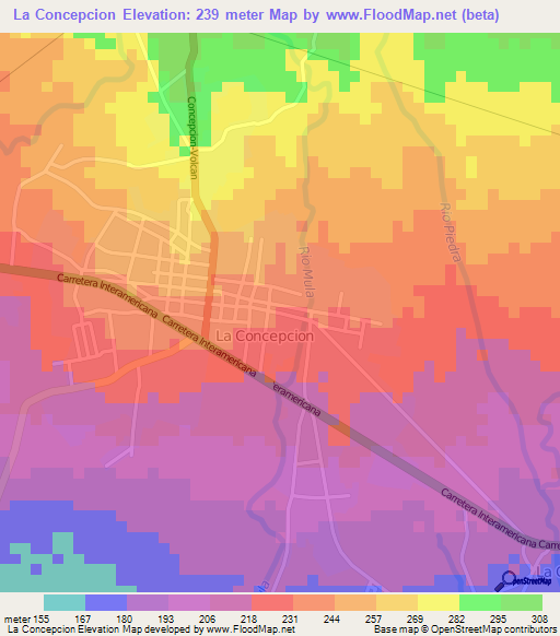 La Concepcion,Panama Elevation Map