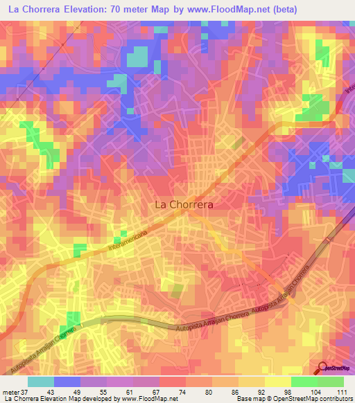 La Chorrera,Panama Elevation Map