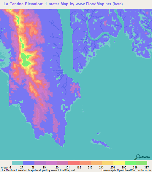La Cantina,Panama Elevation Map