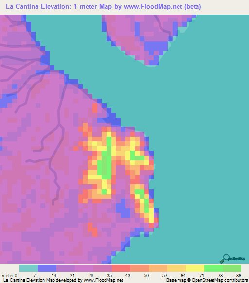 La Cantina,Panama Elevation Map