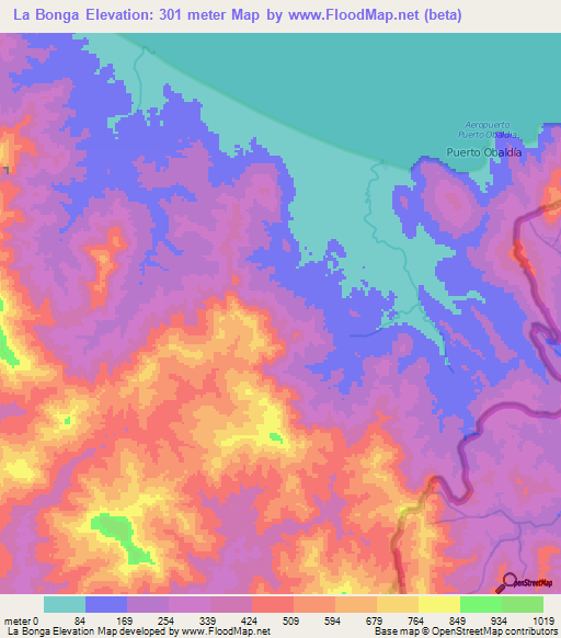 La Bonga,Panama Elevation Map