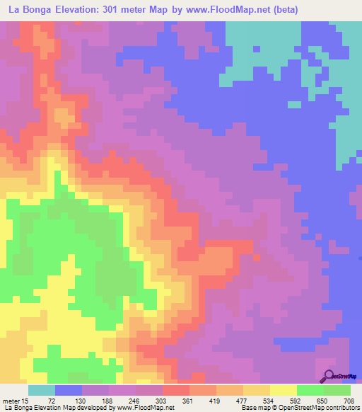 La Bonga,Panama Elevation Map