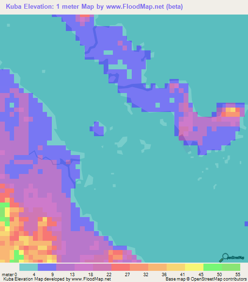 Kuba,Panama Elevation Map