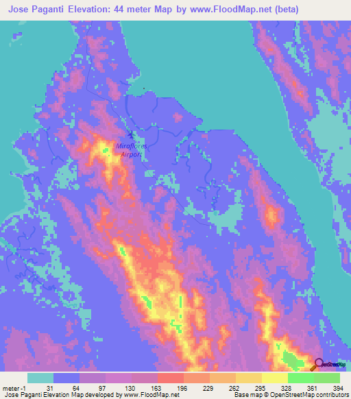 Jose Paganti,Panama Elevation Map