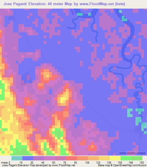 Jose Paganti,Panama Elevation Map