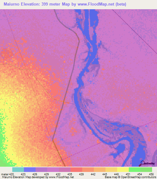 Maiurno,Sudan Elevation Map