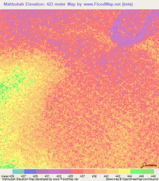 Mahbubah,Sudan Elevation Map