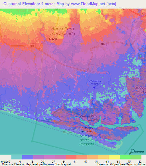 Guarumal,Panama Elevation Map