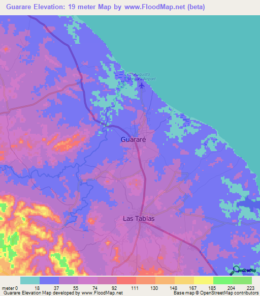 Guarare,Panama Elevation Map