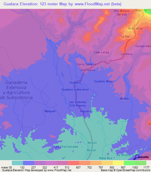 Gualaca,Panama Elevation Map
