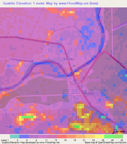 Guabito,Panama Elevation Map