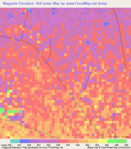Magauda,Sudan Elevation Map
