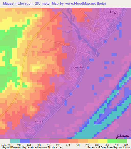 Magashi,Sudan Elevation Map