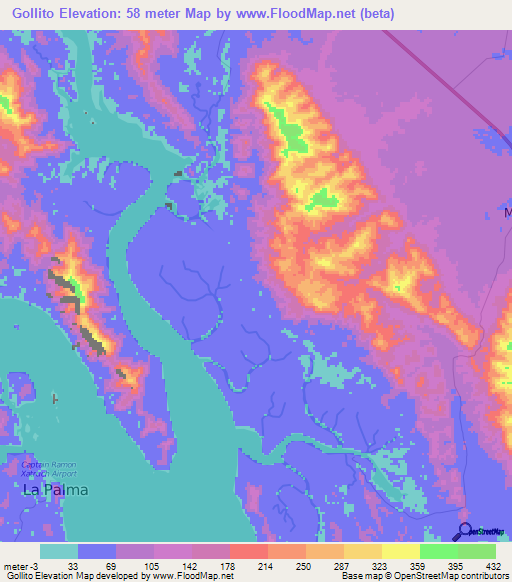 Gollito,Panama Elevation Map