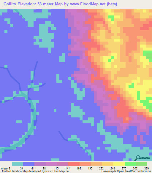 Gollito,Panama Elevation Map