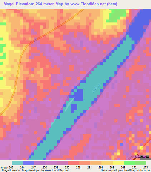 Magal,Sudan Elevation Map