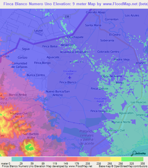 Finca Blanco Numero Uno,Panama Elevation Map