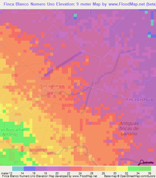Finca Blanco Numero Uno,Panama Elevation Map