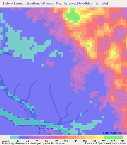 Estero Largo,Panama Elevation Map