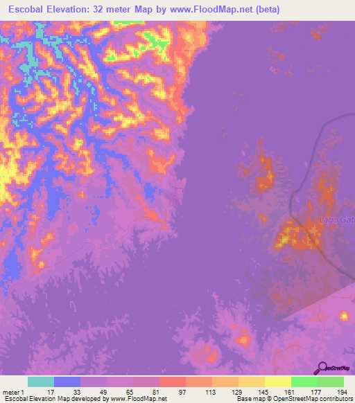 Escobal,Panama Elevation Map