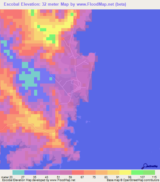 Escobal,Panama Elevation Map