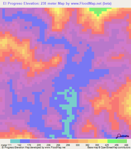 El Progreso,Panama Elevation Map
