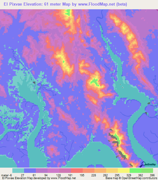 El Pixvae,Panama Elevation Map