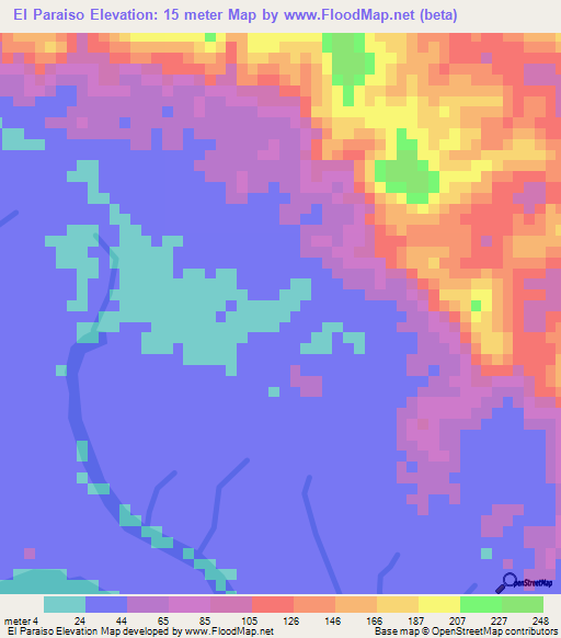 El Paraiso,Panama Elevation Map