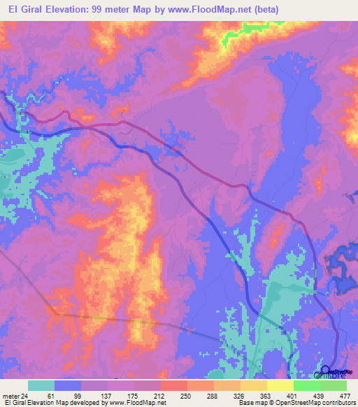 El Giral,Panama Elevation Map