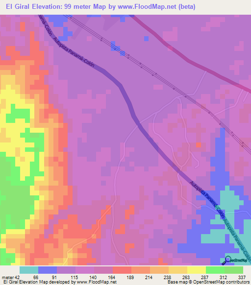 El Giral,Panama Elevation Map
