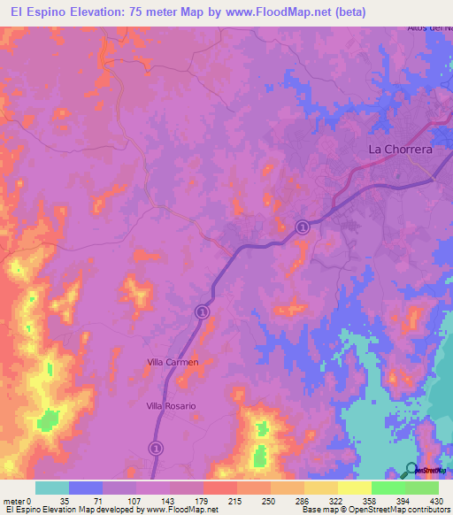 El Espino,Panama Elevation Map