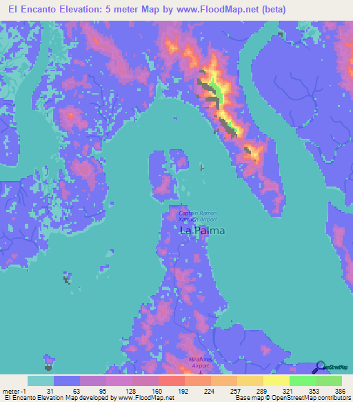 El Encanto,Panama Elevation Map