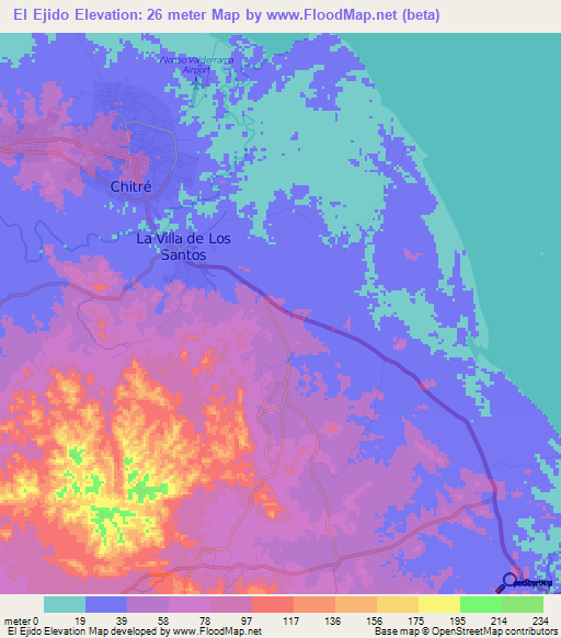 El Ejido,Panama Elevation Map