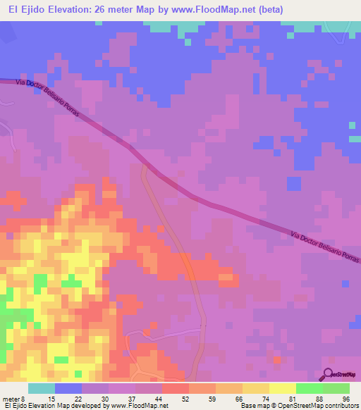 El Ejido,Panama Elevation Map