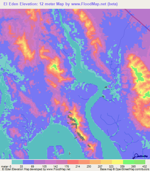 El Eden,Panama Elevation Map