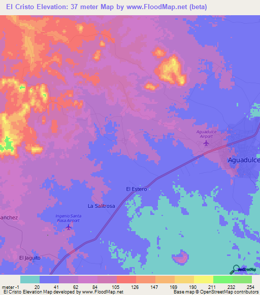 El Cristo,Panama Elevation Map